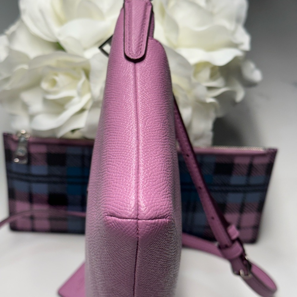 Coach East West Pop Crossbody Bag with Plaid Pouch F22252 Lilac - Picture 9 of 16